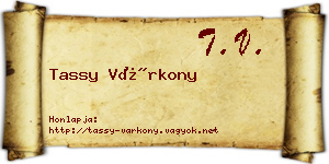 Tassy Várkony névjegykártya